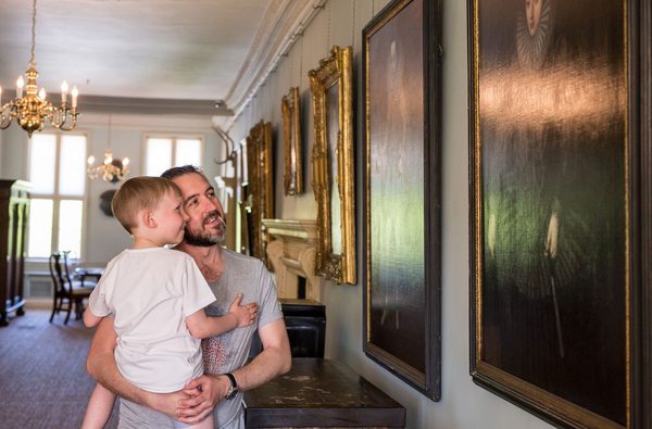 Father and son explore artwork at Kiplin Hall and Gardens