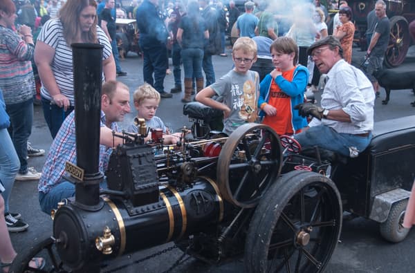 Little steam engine and children Steve Christian