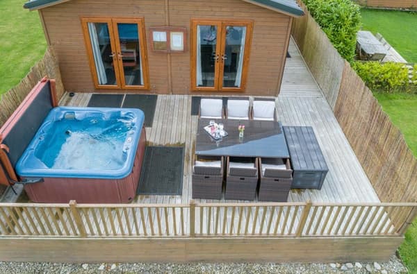 Middleton lodge hot tub decking and rattan furniture 777037038